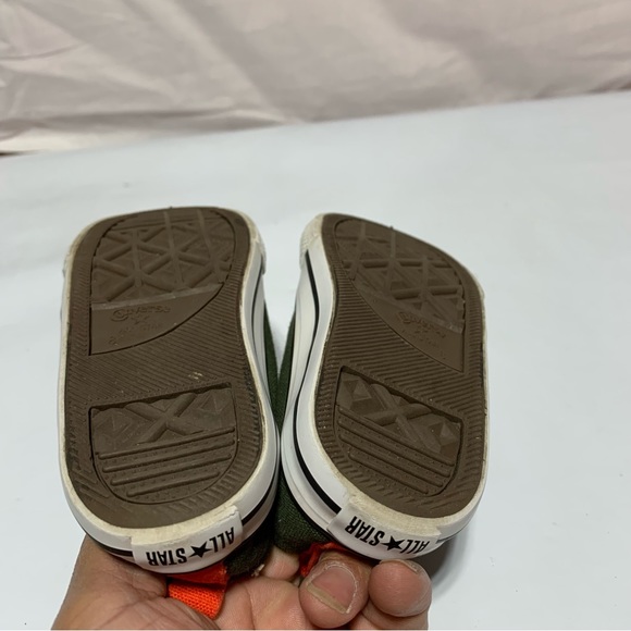 Converse All StarToddler 8 Easy Slip Khaki Green/Orange Sneakers - Picture 9 of 12